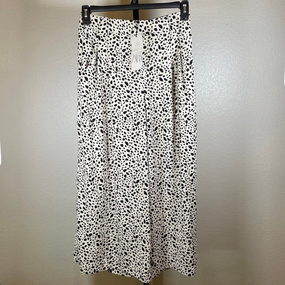 NEW Zara Women's Med Wide Leg Culottes Pants‎ Spotted Print High Waist Trousers - Picture 2 of 9